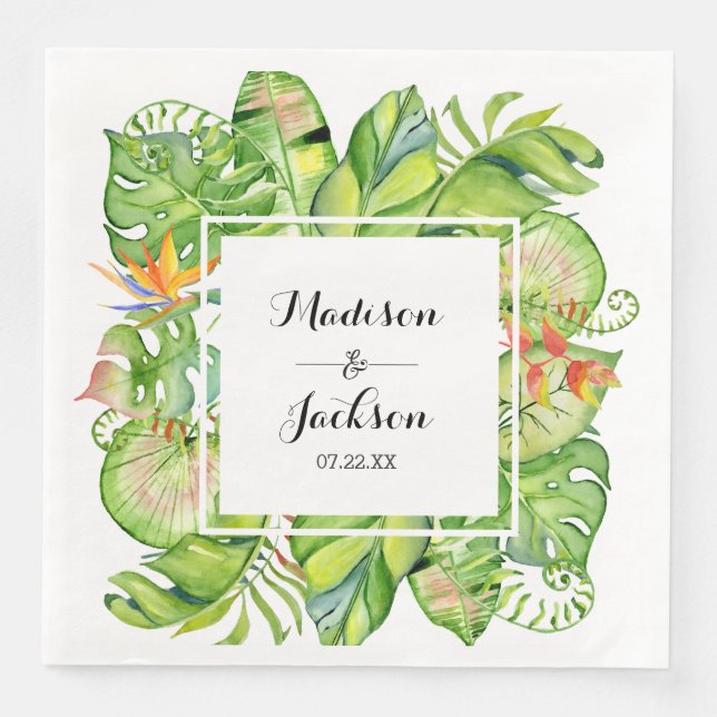 Serviette Jetable Mariage de gerbe de palme tropicale sur l'île Mono (Devant)