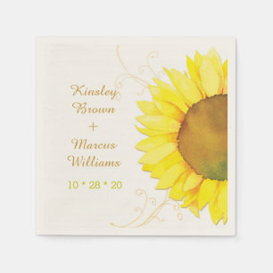 Serviette Jetable Mariage de hip Swirls & Sunflower