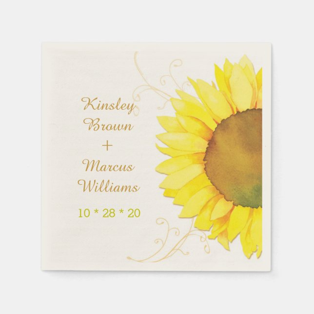 Serviette Jetable Mariage de hip Swirls & Sunflower (Devant)