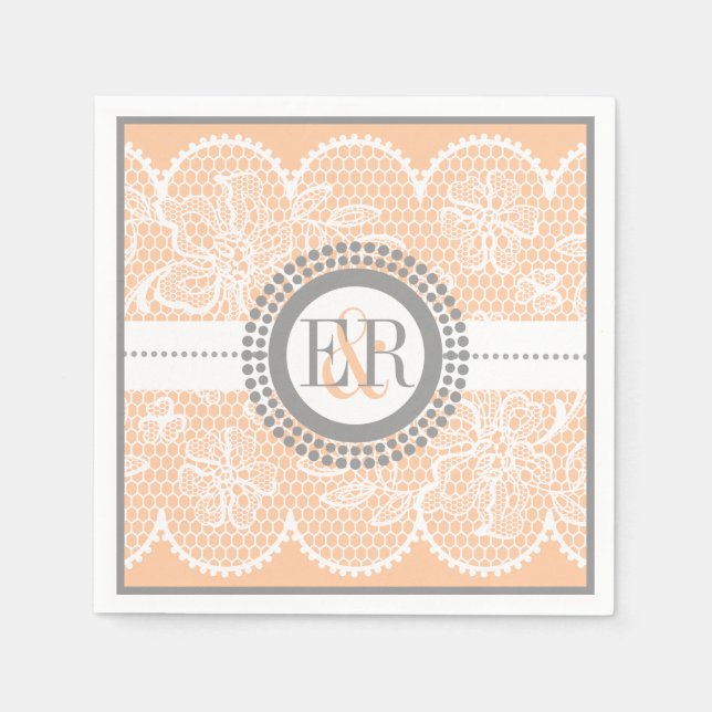 Serviette Jetable Mariage de motif en dentelle blanche (Devant)