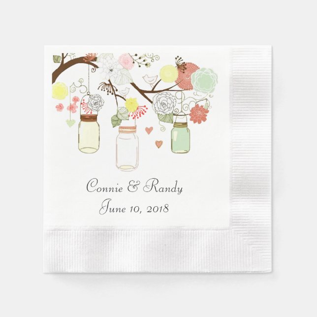 Serviette Jetable Mariage de papier Mason Jar (Devant)