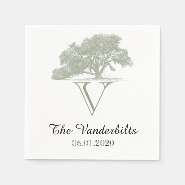 Serviette Jetable Mariage de plantation de chêne Napkin (Devant)