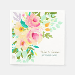 Serviette Jetable Mariage de roses roses de Pêcher