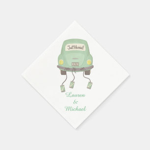 Serviette Jetable Mariage de voiture Lune de miel verte