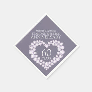 Serviette Jetable Mariage diamant Anniversaire nom de coeur serviett