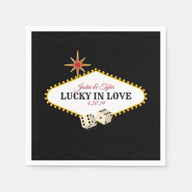 Serviette Jetable Mariage du Marquis de Las Vegas en noir (Devant)