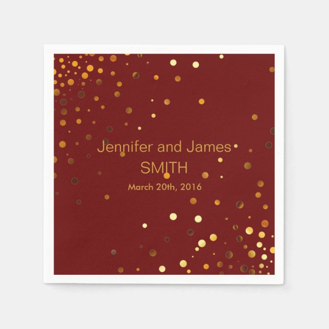 Serviette Jetable Mariage élégant Table mini confetti or Brown (Devant)