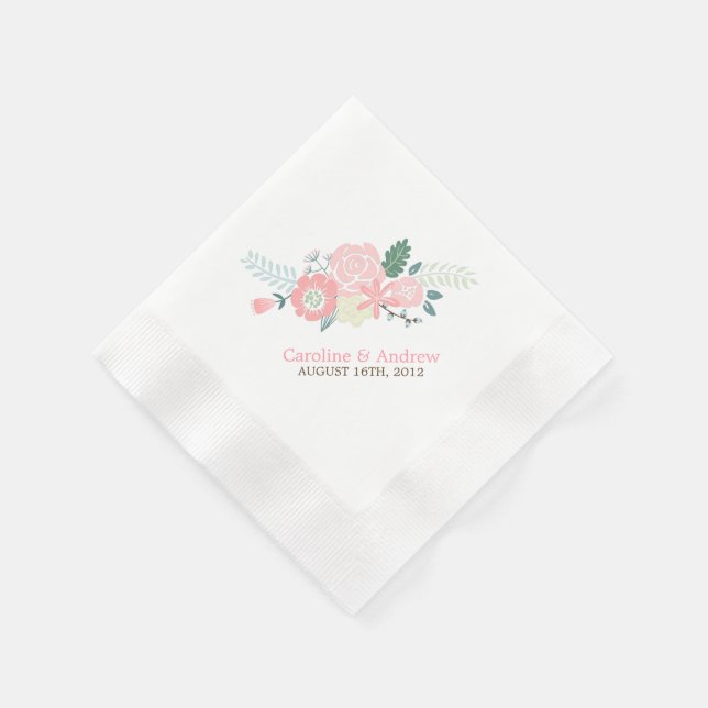Serviette Jetable Mariage floral moderne (Coin)