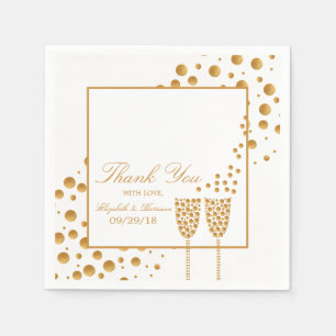 Serviette Jetable Mariage Gold Champagne Bubbles