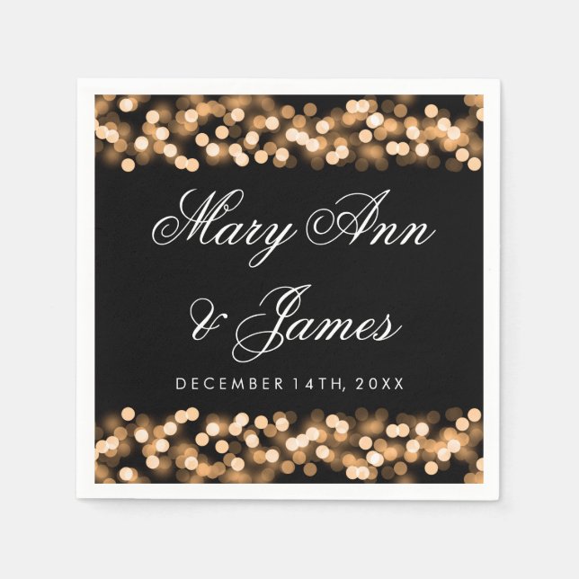 Serviette Jetable Mariage Gold Hollywood Glam (Devant)