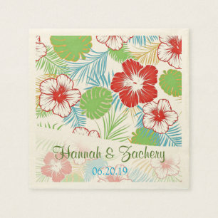 Serviette Jetable Mariage hawaïen d'Hibiscus tropical personnalisé