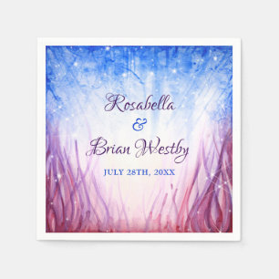 Serviette Jetable Mariage incendie et glace Aquarelle bleue et rou