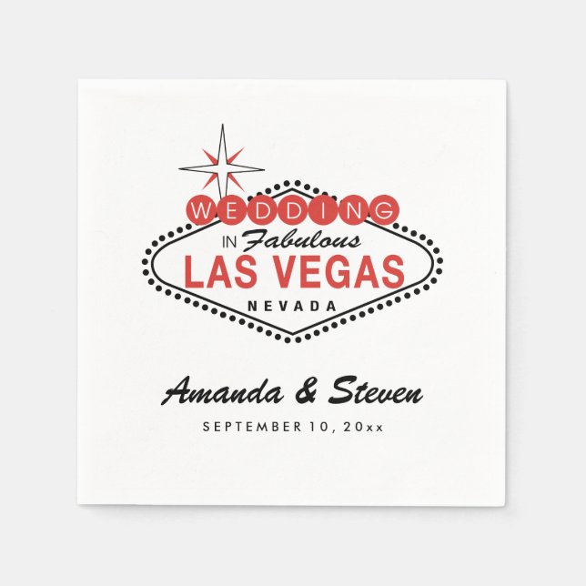Serviette Jetable Mariage Las Vegas | Papier mariage (Devant)