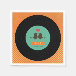 Serviette Jetable Mariage moderne Retro Vinyl Record