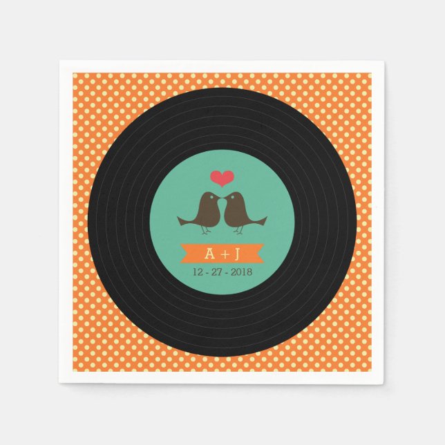 Serviette Jetable Mariage moderne Retro Vinyl Record (Devant)