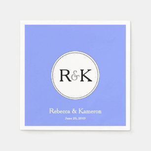 Serviette Jetable Mariage Monogramme bleu périphérique