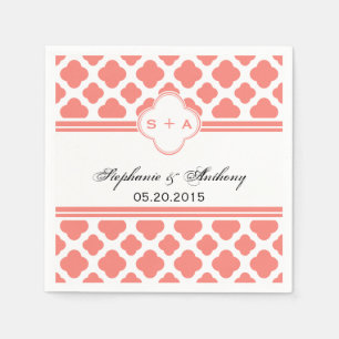 Serviette Jetable Mariage Motif Coral Pink