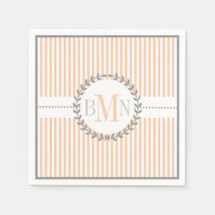 Serviette Jetable Mariage motif rayé blanc