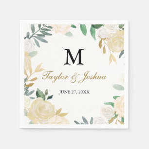 Serviette Jetable Mariage Napkin de  de couronne d'or bleu