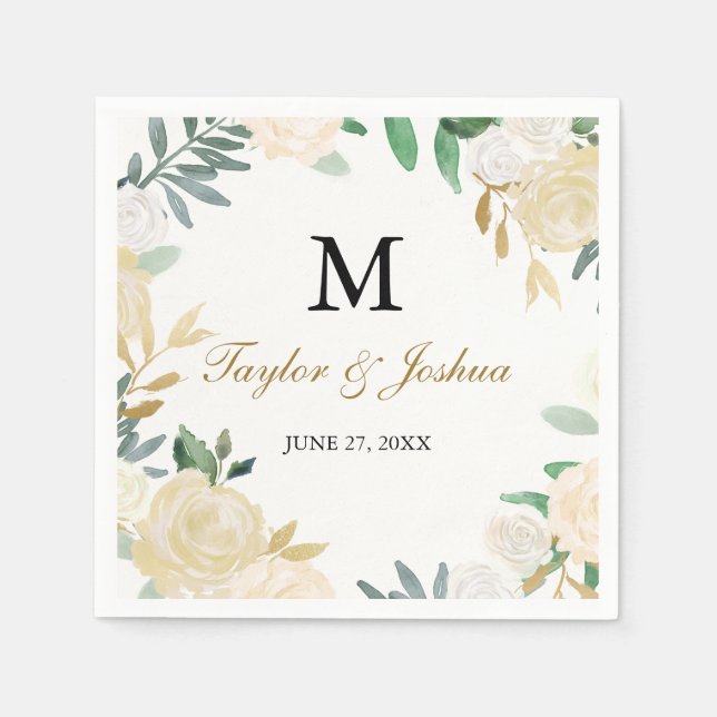 Serviette Jetable Mariage Napkin de  de couronne d'or bleu (Devant)