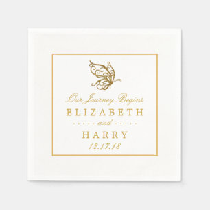 Serviette Jetable Mariage papillon vintage Parties scintillant or