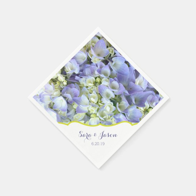 Serviette Jetable Mariage personnalisé Purple Hydrangea (Coin)