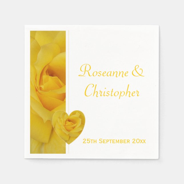 Serviette Jetable Mariage rose jaune (Devant)
