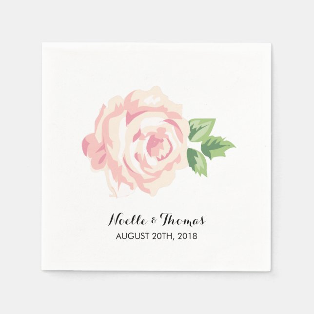 Serviette Jetable Mariage Rose vintage (Devant)
