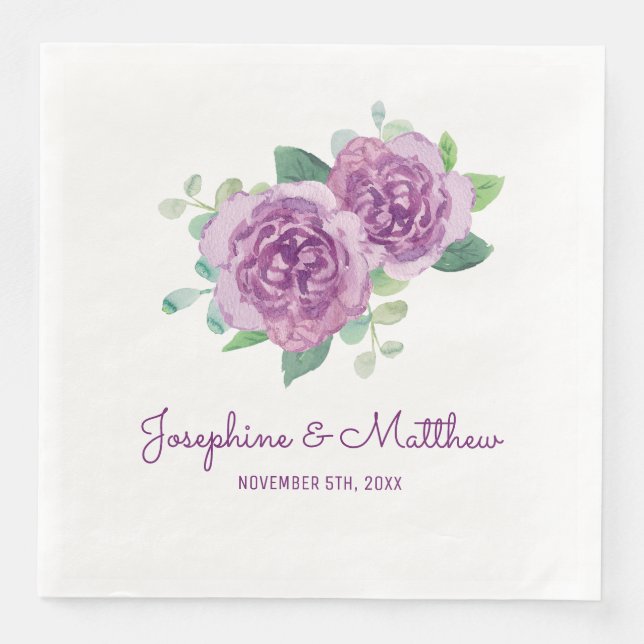 Serviette Jetable Mariage Rose violet (Devant)