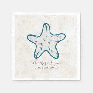 Serviette Jetable Mariage Royal Blue Rustic Starfish