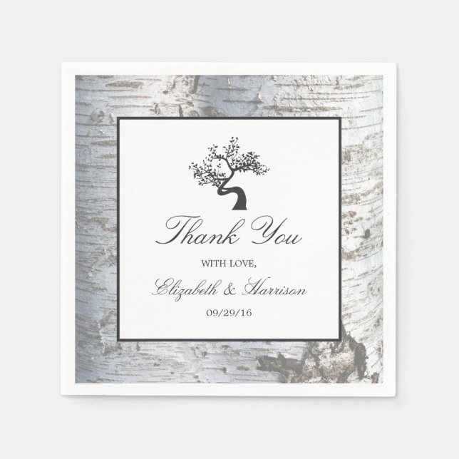 Serviette Jetable Mariage Rustic Silver Birch Tree (Devant)