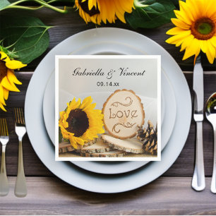 Serviette Jetable Mariage rustique Tournesol