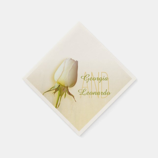 Serviette Jetable Mariage simple rose blanche nommé papier serviette (Coin)