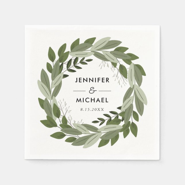 Serviette Jetable Mariage Sprigs Cocktail Napkins (Devant)