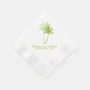 Serviette Jetable Mariage sur la plage de Palm Trees verts