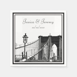 Serviette Jetable Mariage sur la skyline de NYC avec le pont de Broo