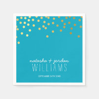 MARIAGE TABLE DÉCOR confetti taches or turquoise