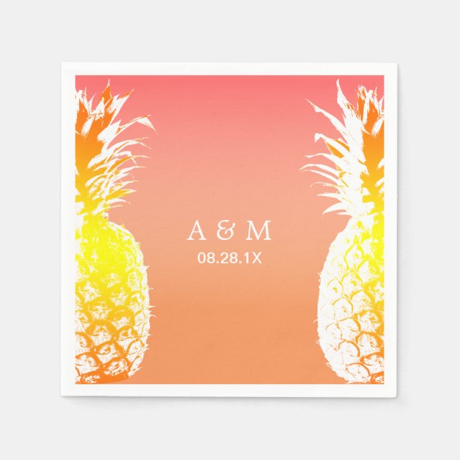 Serviette Jetable Mariage tropical des ananas hawaïens (Devant)