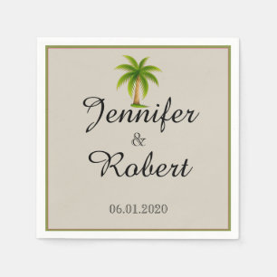 Serviette Jetable Mariage Tropical Palm Tree