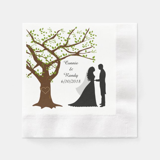 Serviette Jetable Mariée en chêne et mariée en chêne Napkin (Devant)