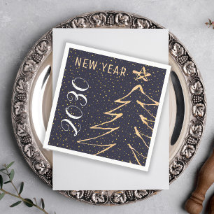 Serviette Jetable Marine moderne or blanc New Years party 2018