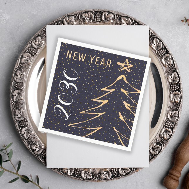 Serviette Jetable Marine moderne or blanc New Years party 2018 (Créateur téléchargé)