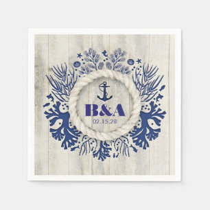 Serviette Jetable Marine Nautique Rustique Driftwood Beach Mariage