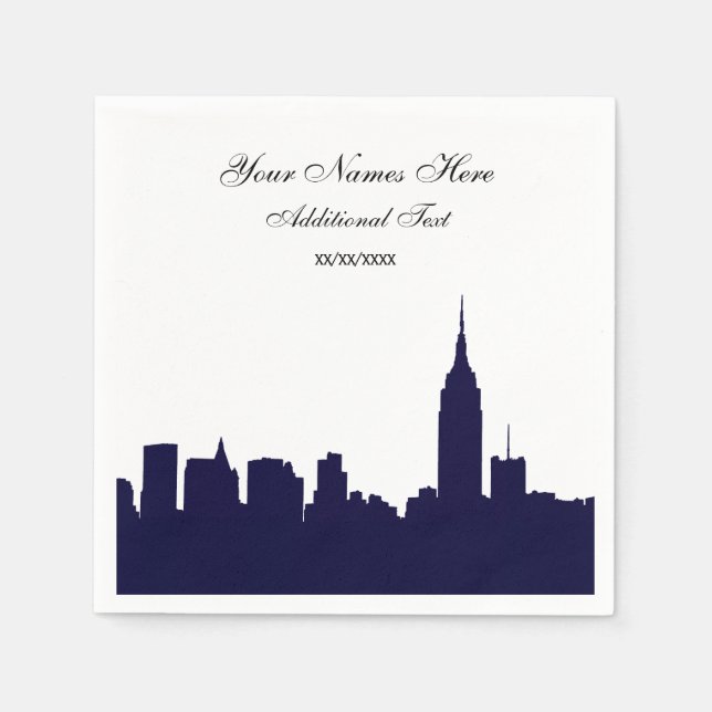 Serviette Jetable Marine NYC Skyline Silhouette, ESB (Devant)