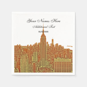 Serviette Jetable Marine NYC Skyline Silhouette, ESB