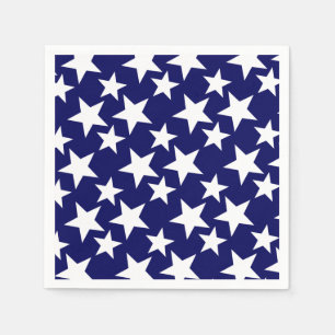 Serviette Jetable Marine patriotique bleu avec étoiles blanches