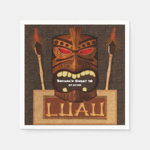 Serviette Jetable Masque Tiki en bois Vintage Rétro Luau Fête d'été