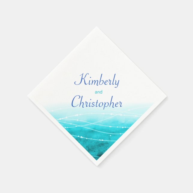 Serviette Jetable Mer brillante peinte eau bleue papier blanc servie (Coin)