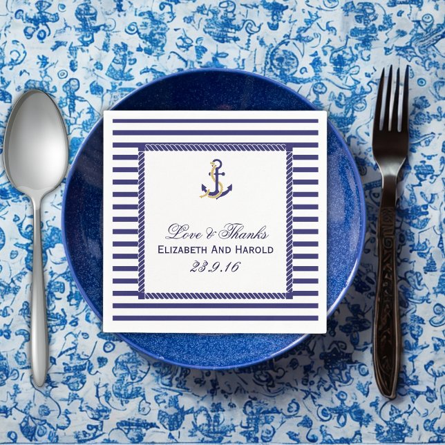 Serviette Jetable Merci Mariage nautique (Nautical Wedding Thank You Paper Napkins)