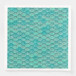 Serviette Jetable Mermaid Sea Green Scales Papier Napkin